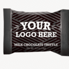 Customized Chocolate Truffles with logo-wrapped designs.