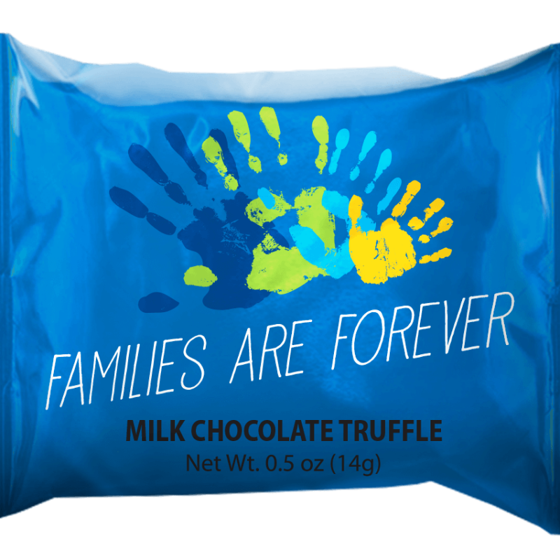 Families Are Forever Truffles wrapped with meaningful designs celebrating family.