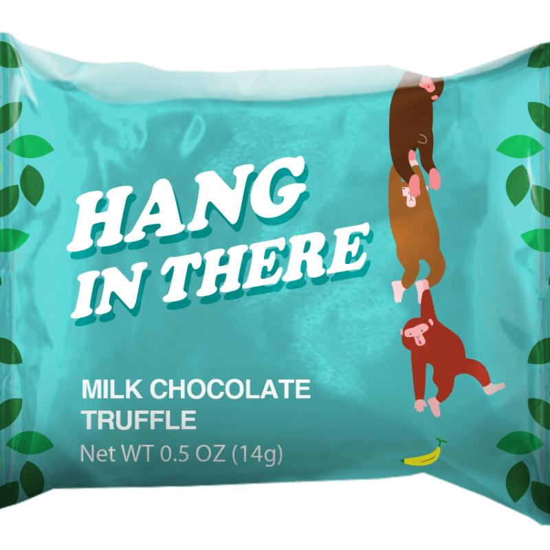 Hang In There truffles wrapped with inspiring messages for gifting.